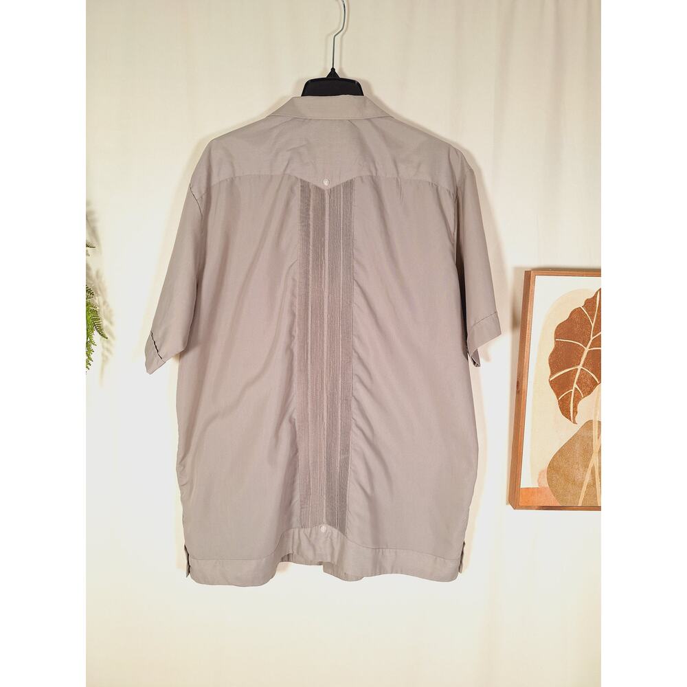 Vintage Men's Traditional Mexican Guayabera Button-Up Short-Sleeved Shirt - Picture 3 of 5
